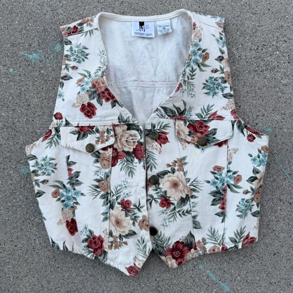 Victoria Morgan Sport Jackets & Blazers - Vintage Morgan Sport floral vest crop vest western cowgirl cowboy medium